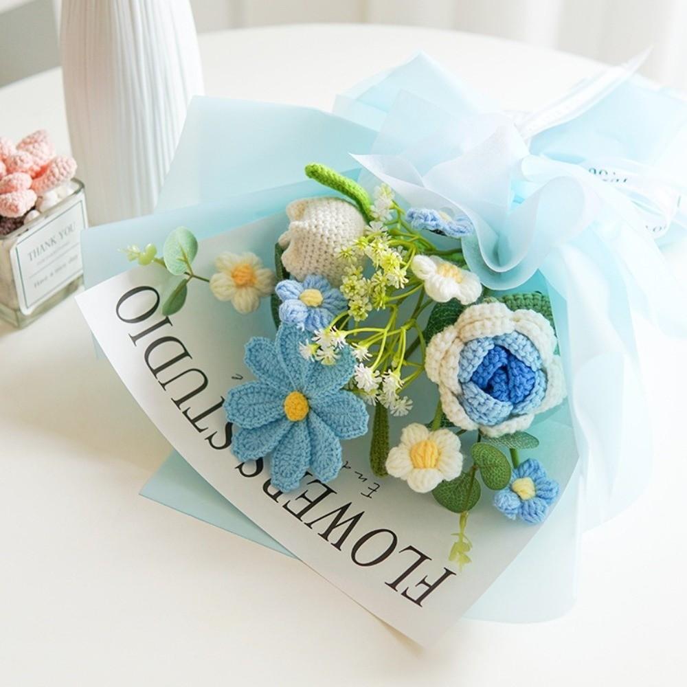 Handmade Gift Bouquet Roses Knitted Artificial Flowers New Knitted  Bouquets  Mother's Day