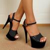 Sandalen zum Hineinschlüpfen für Damen Sexy Schlank Hoher Absatz Party Damenschuhe Hohe Absätze Klobige Absätze Modeschuhe Und Schuhe
