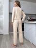 European and American Ribbed Knit Women's Pajama Set - Cardigan & Long Pants - Luxurious French Style Homewear for Autumn/Winter