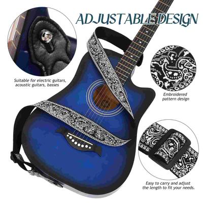 Correa de Guitarra Ajustable con 6 Púas Correa para el Hombro Extremos de Cuero Correa de Guitarra para Bajo Eléctrica y Guitarra Acústica