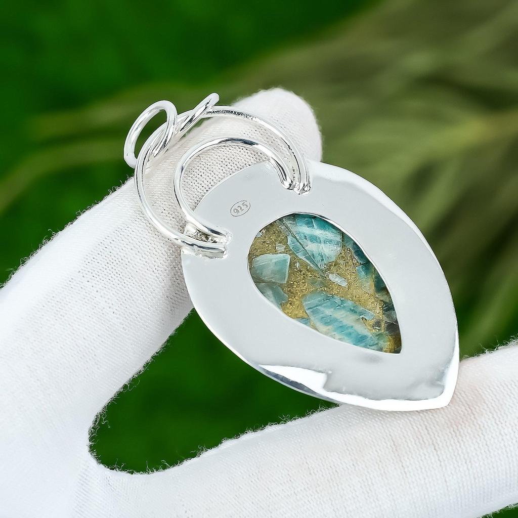 Friendship Day Sale Sterling Silver Natural Copper Amazonite New Pendant Jewelry