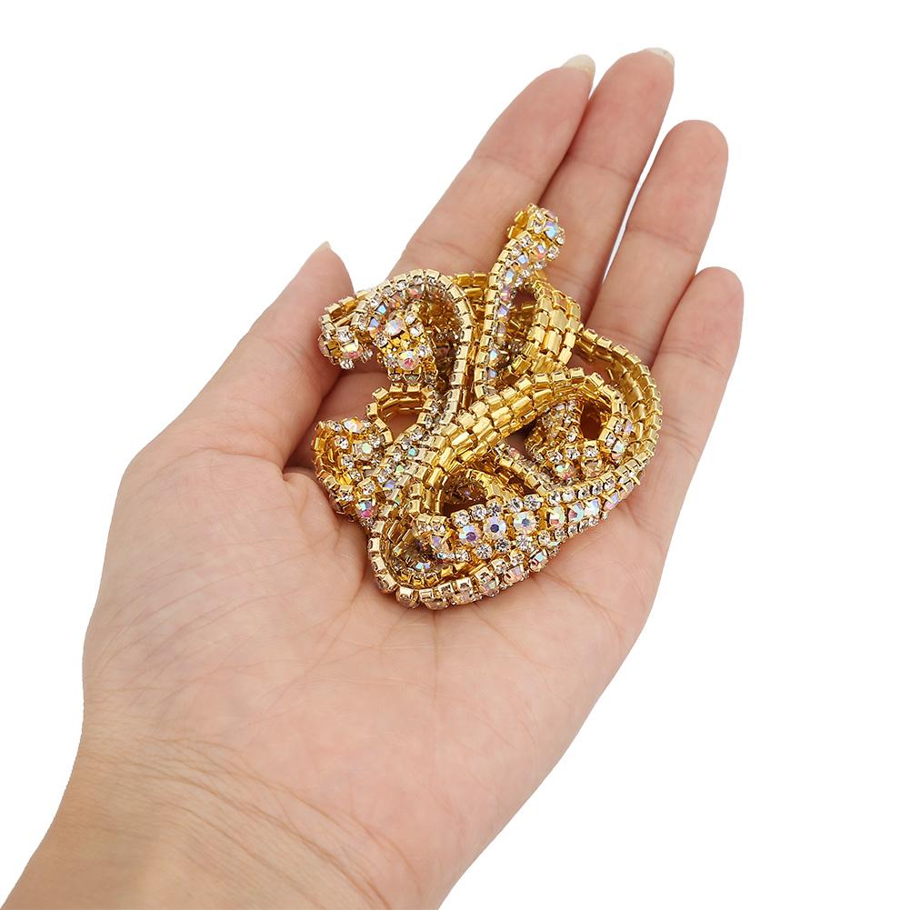 3 Rows Diamond Mesh Wrap Roll Sparkle Crystal Rhinestone Ribbon Decoration (Gold)