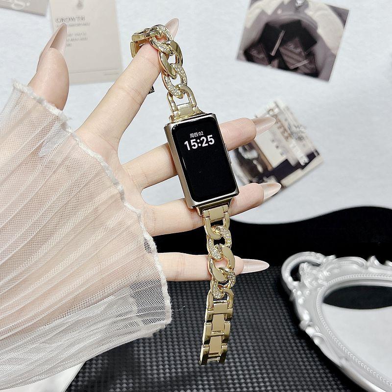 Bling Diamonds Metal Bands for Huawei Watch Band 11 Wristband Dressy Stainless Steel Strap Bracelet for Huawei Bands 11 Pro