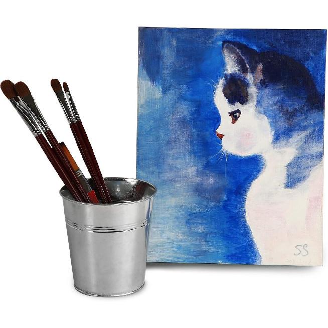 KINJOEK 8 Packs 4.72 X 4.72 X 3.54 Inch Galvanized Bucket Metal Planter, Silver Round Flower Pot Plant Basket for Balconies, Gardens, Patios, Office,