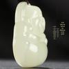 Fengxi Natural Hetian Jade Happy Buddha Pendant with Gold Beads
