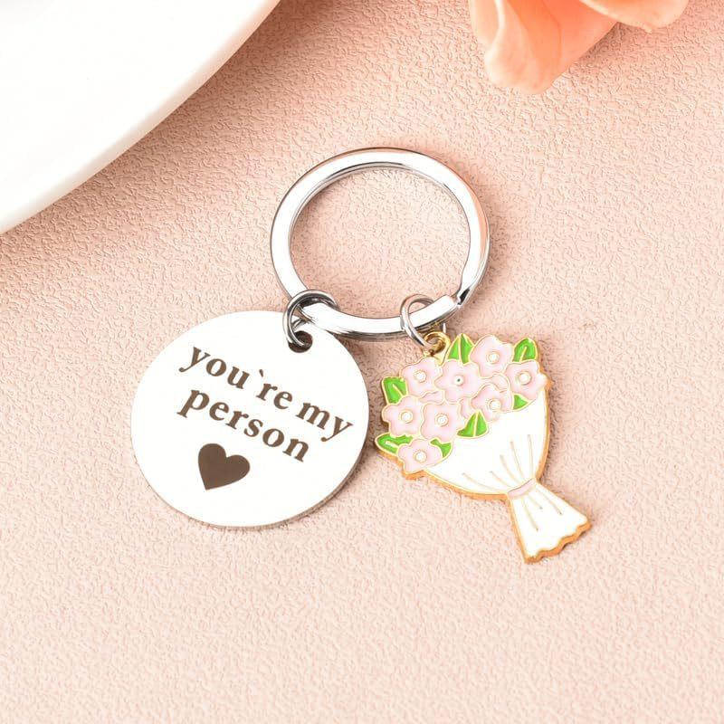 You My Person Stainless Steel Keychain Romantic Couple Design Fashion Keyring Practical Valentine's Day Gift for Wife