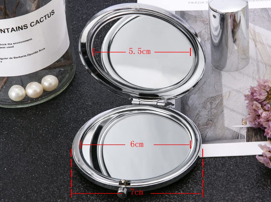 Foldable Compact Gift for Female White 60th Entrance Respect for the Aged and [wuxichiyan] Mirror, Double-Sided, Portable, Women, Friends,