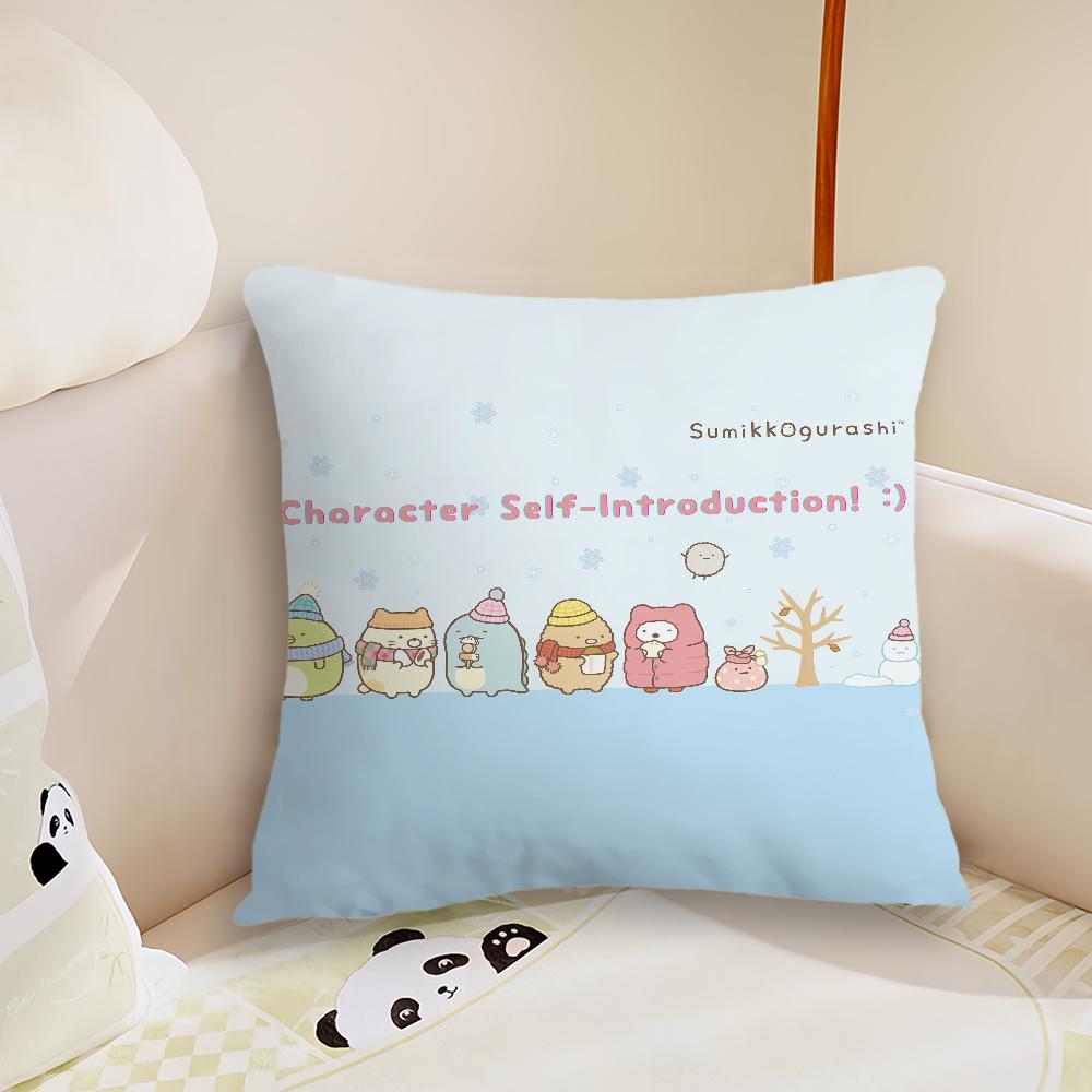 Kawaii SSumikko Gurashis Cushion Cover Pillow Case Plush Fabric Soft Double Sided Print Sofa Cushion Cover Throw Pillow Covers