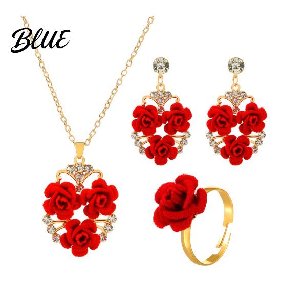 Wear-resistant Necklace Set 1 Red Rose Wedding Jewelry Brides Bridesmaids
