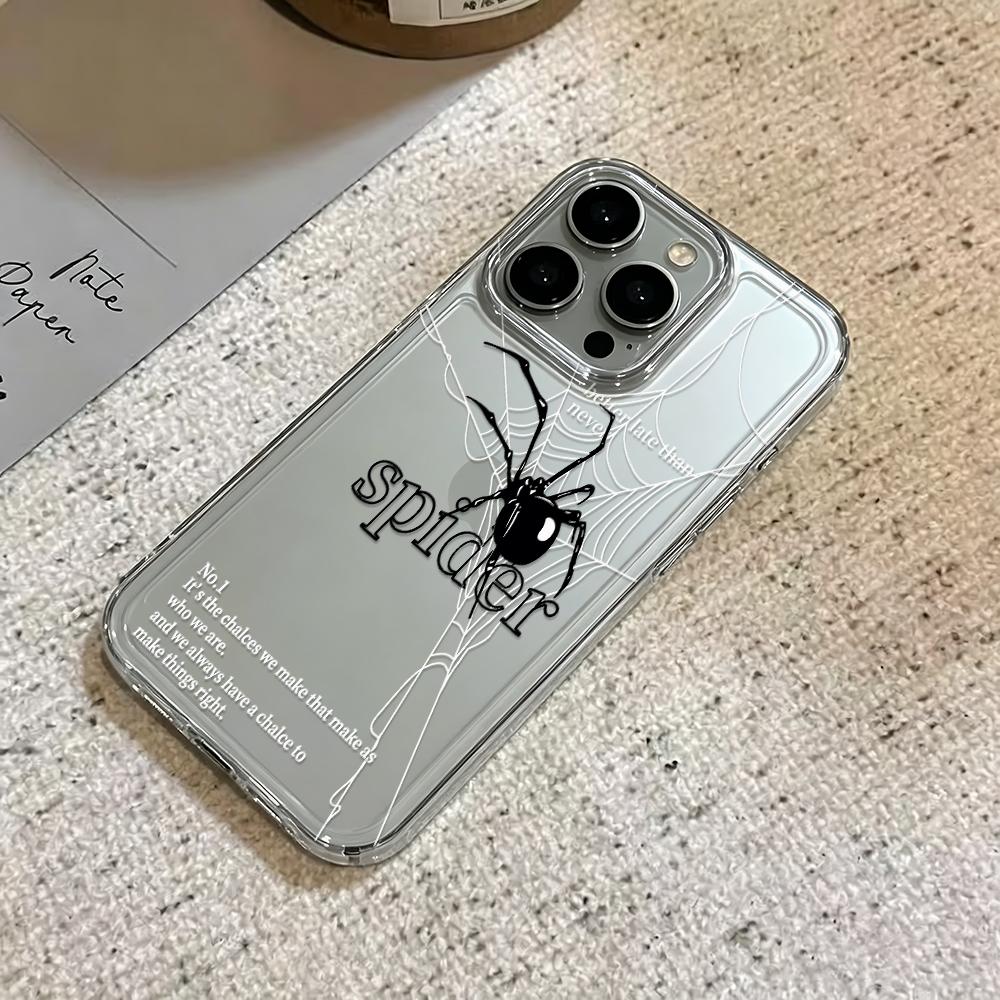 Black Doodle Spider Phone Case For Iphone 17 Air 16 15 14 Pro 13 12 11 Pro Max 16 Plus Shockproof Silicone Cover