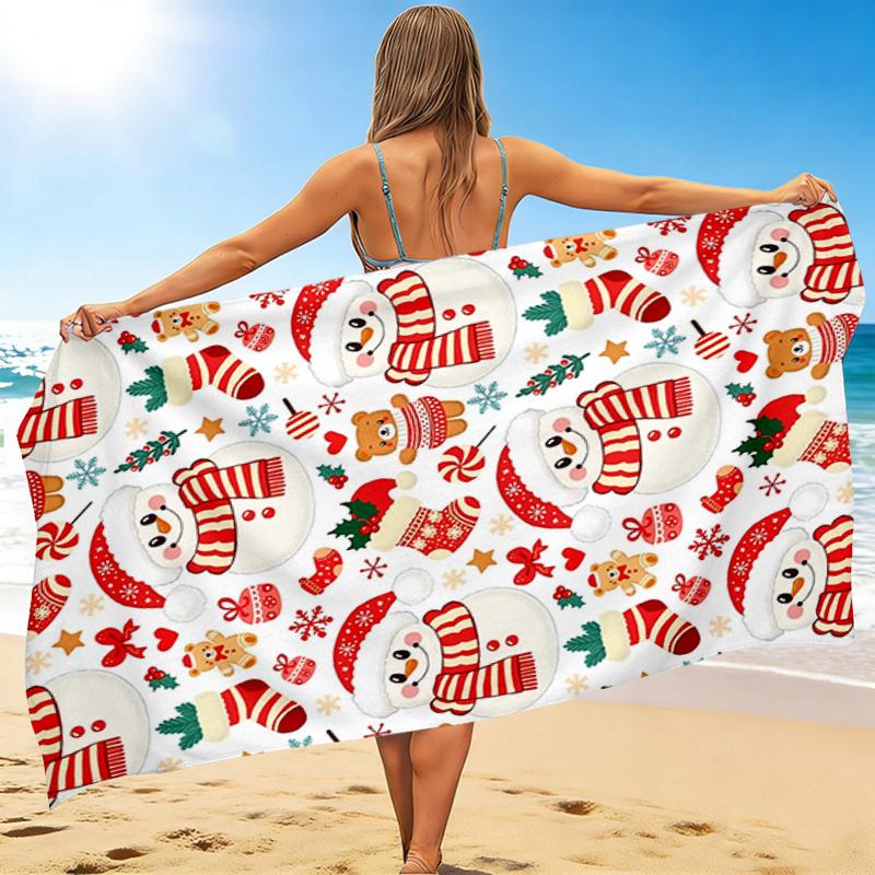 1Pc Christmas Winter Wonderland Beach Towel Quick Dry Multiuse For Beach Pool Gym Yoga Home Travel Christmas Halloween Xmas Gift S188