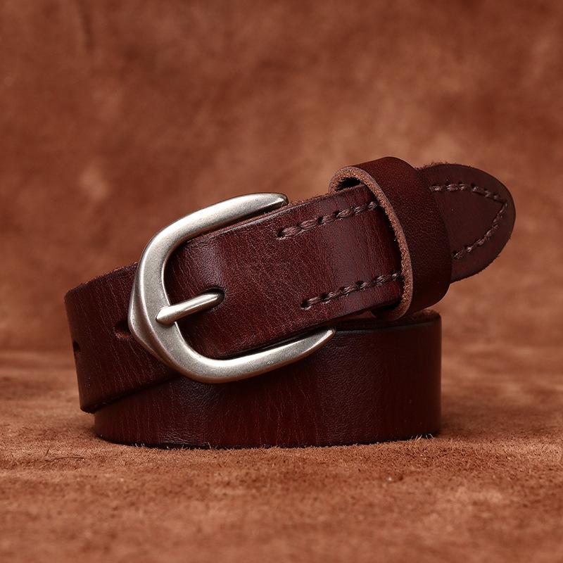 2.8Cm Wide Fashion Versatile Primary Color Belt Women'S Leather First Layer Cowhide College Style Casual Jeans Belt Women
