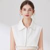 Novelty Zipper Half Shirt Detachable Collar for Womens Large Lapel Autumn Matching Sweater Hoodie Fake Collars
