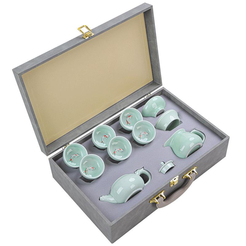 Celadon Kung Fu Tea Set Home Business Event Souvenir Portable Tea Set With Gift Box