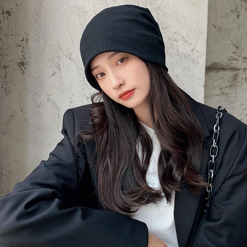 Autumn and Winter Knitted Hat Season Pile Hat Japanese Style Black Versatile Wool Big Head Circumference Baotou Confinement Cold Hat Men's Trend