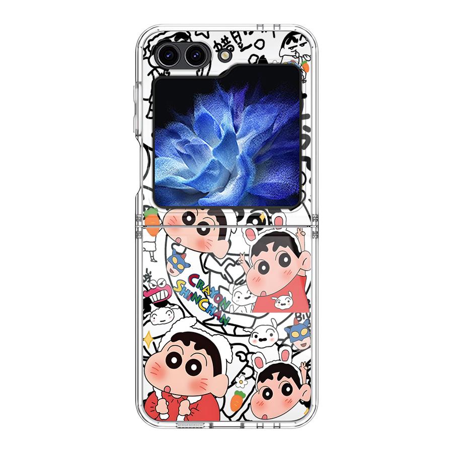 Back Phone Cover Funda Case for Samsung Galaxy Flip5 Flip7 FE Flip6 Flip4 Flip3 Z Flip 7 6 5 4 3 Crayon Shin Chan Radish Galaxy Z Flip7