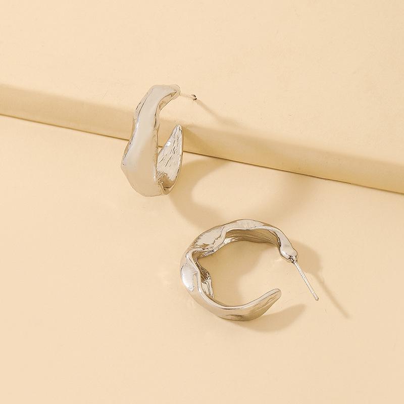 

Геометрические металлические серьги-кольца Серебряная игла : Минималистичная мода в европейском/американском стиле для женщин