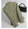 Damenwolle Grün Kurzer Blazer - Winter 2025, Kleine Größe, High-End Temperament, Verdickte Jacke