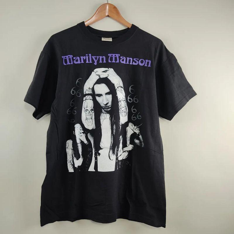 Marilyn Manson Vtg 90 Basic Black Short Sleeve Unisex Tshirt Reprint KH5108 L