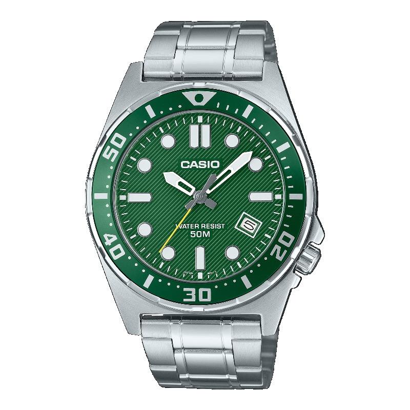 Casio Men s Stainless Steel 50M Water Resistant Analog Quartz Watch MTD-135D-3AV зелёный