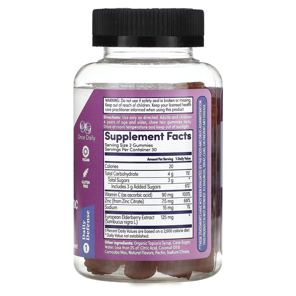 Zand, Immununterstützung, Holunderbeere Zink mit Vitamin C, 60 Gummibärchen