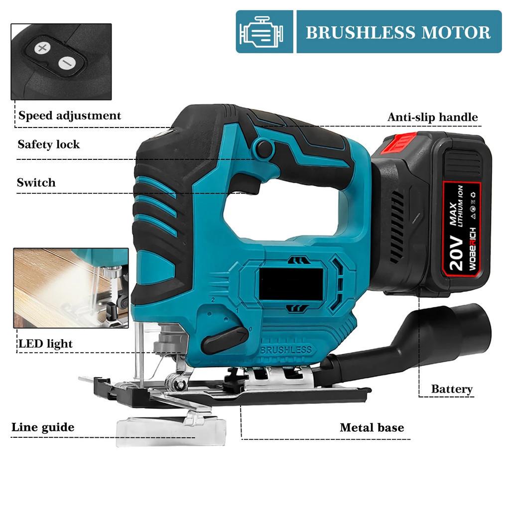 2800RPM Brushless Electric Jig Saw Cordless Rechargeable JigSaws Household Portable Woodworking Power Tool