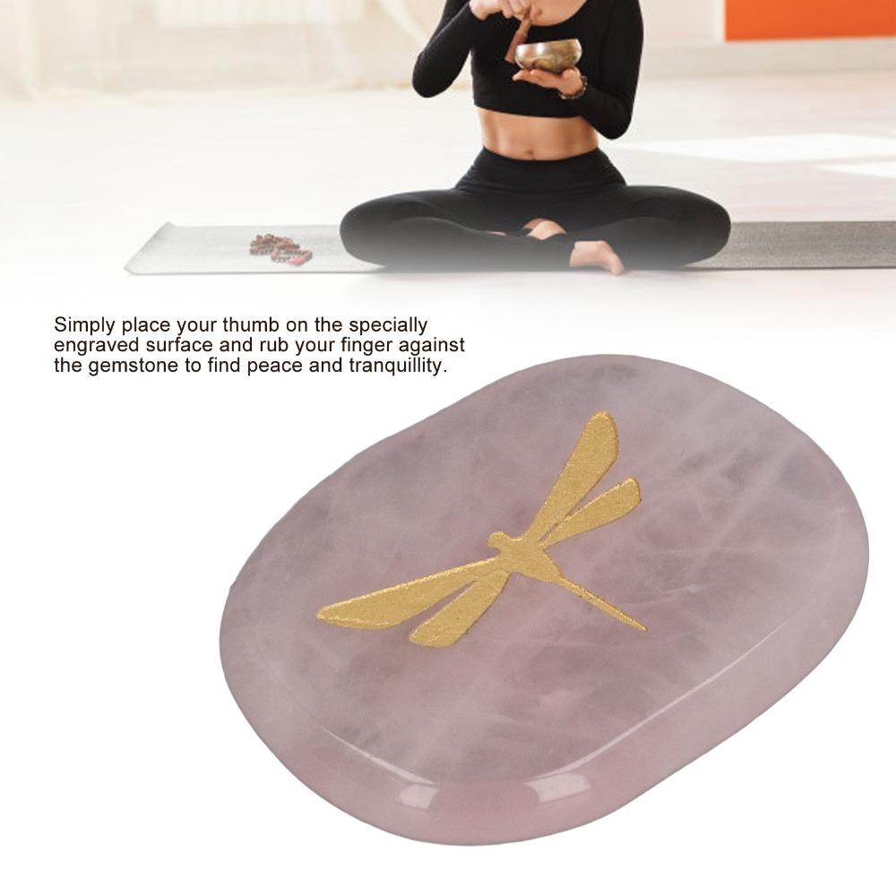 Carved Dragonfly Worry Stone Gold Balance Stone Soothing Palm Stone Home Office розовый