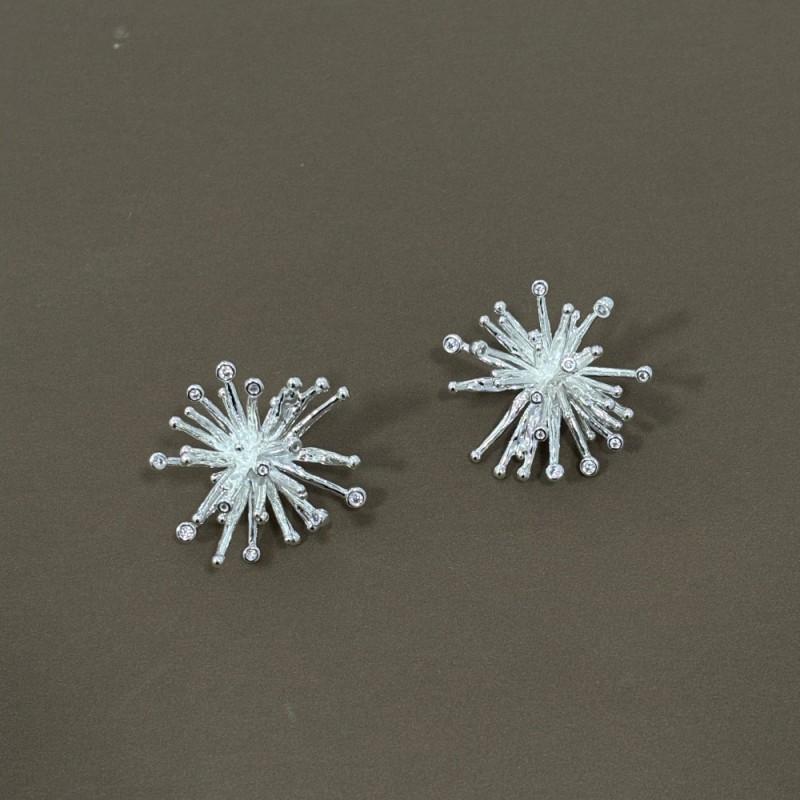 Elegant Dandelion Drop Earrings Necklace Set Women Gold Plated Copper Posts French Minimalist Style