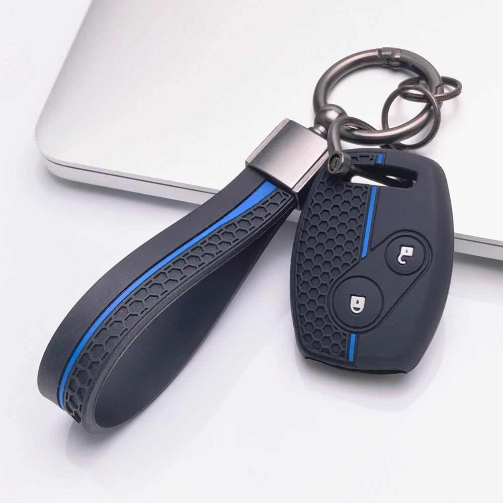 Premium Silicone Car Key Fob Cover For Honda Fit Civic Accord CRV HRV Jazz With Keychain Soft Silicone Car Interior Accessories Anti-Scratch