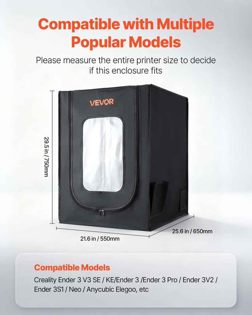 3D Printer Enclosure, Dustproof Waterproof Oxford Cloth 3D Printer Tent, Constant Temperature Protective Case with LED Lighting, Compatible with