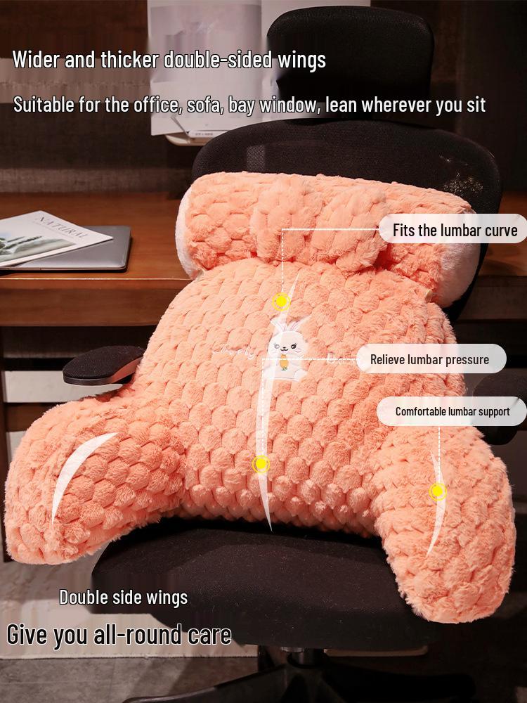 Cartoon Turtle Velvet Lumbar Support Cushion - Soft, Removable, Washable Seat & Sofa Backrest for Bedroom