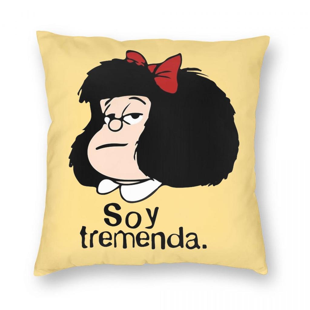 Federa Cuscino Mafalda Cartone Animato Poliestere Stampato Copricuscino Decorazioni Copricuscino da Lancio Casa con Cerniera