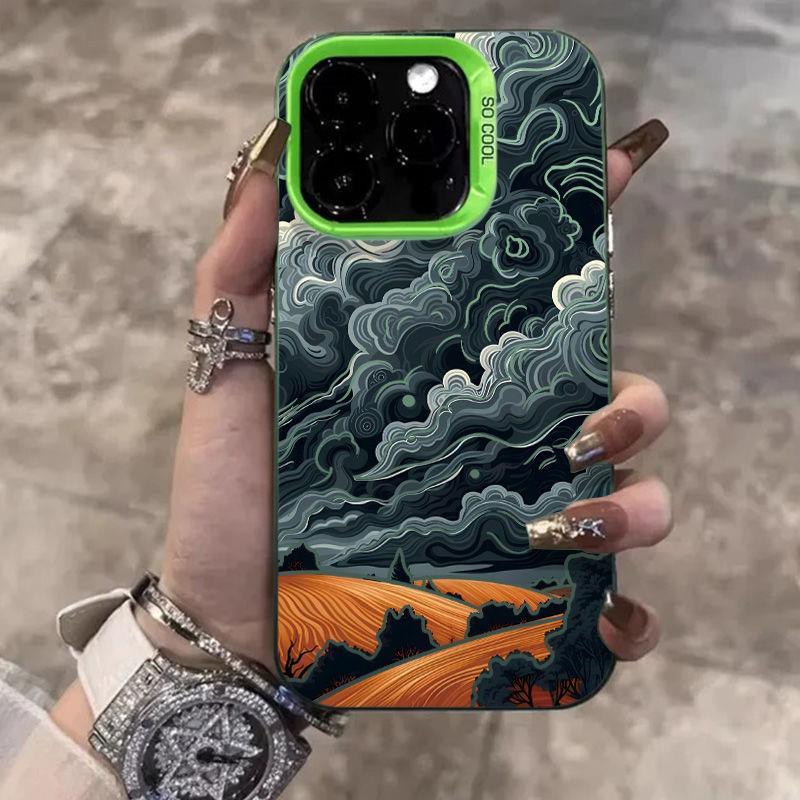 Super Cool Black Landscape Style iPhone Case For iPhone 16 15 14 13 12 11 Pro Max XR XS MAX 7 8 PLUS MINI INS Luxury Matte Cover iPhone XR