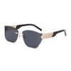 Women's High-End Frameless Square Sunglasses - Trendy Korean Style, Large UV Protection for Round Faces, Perfect for Beach Travel.