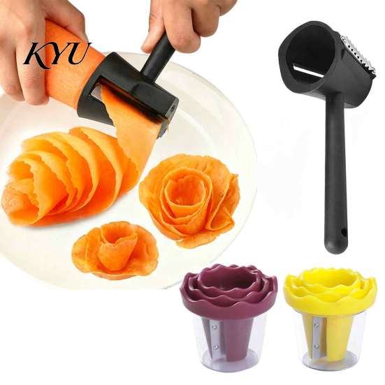 Manual Fruit Vegetable Tool Carrot Curler And Peeler, Spiral Cutter with Ergonomic Easy Clean Food Handle, Stainless Steel Blade Utensil for