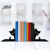 Rounded Corner Bookend 2Pcs Black Cat Bookends for Shelves, Cute Metal Book Holder Kids Room Desk, Heavy Duty Non-Slip Stopper Home Office Decor