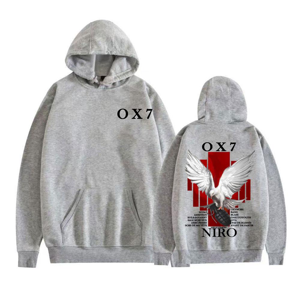 Rapper Niro OX7 Musikalbum Merch Sweatshirts Herrenbekleidung Harajuku Hip Hop Retro Hoodies Fleece Komfort Langarm Pullover