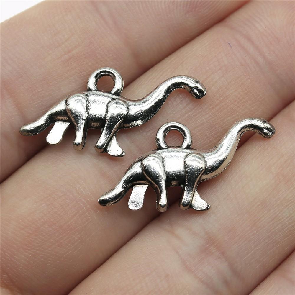 10 Stück Anhänger Dinosaurier Brontosaurus Tibetische Bronze Silberfarbe Anhänger Antiker Schmuckherstellung DIY Handgemachtes Handwerk