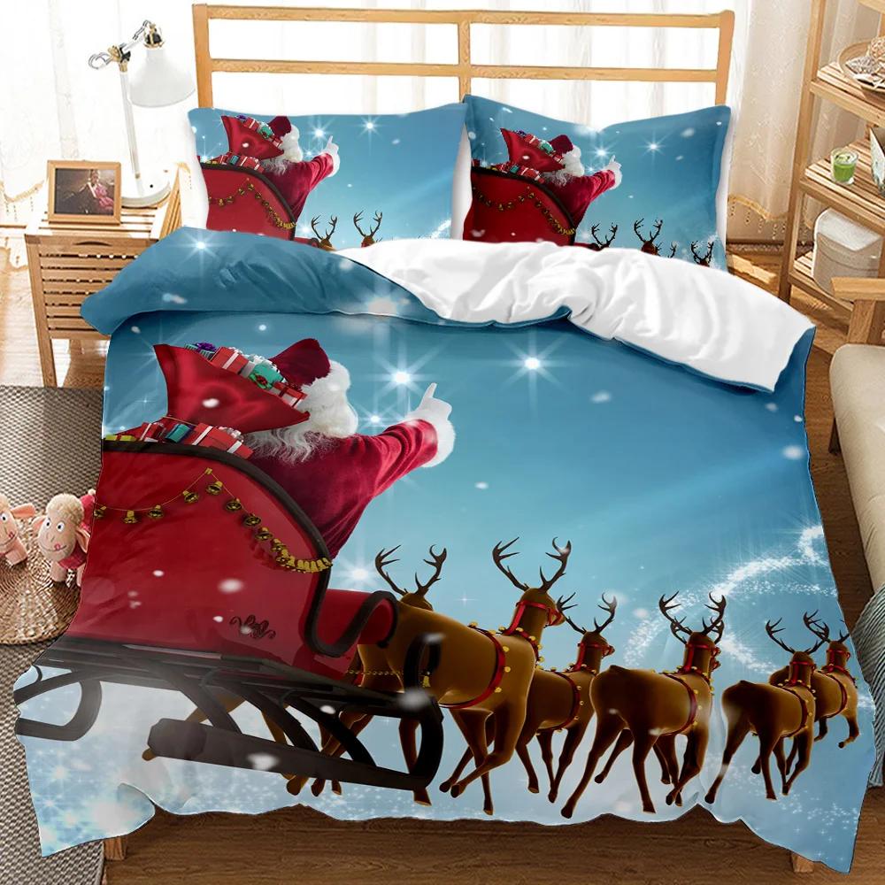 Christmas Duvet Cover Set Christmas Gift Bunny Candle Christmas Theme Bedding Set Double Queen King Size Polyester Quilt Cover
