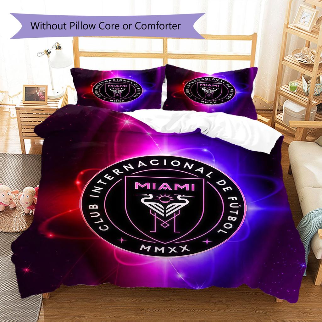 Inter Miami CF Pattern Bedding,Quilt Set Quilt Cover Pillowcase Home Birthday Gift(1 * duvet cover + 2 * pillowcase, without core)