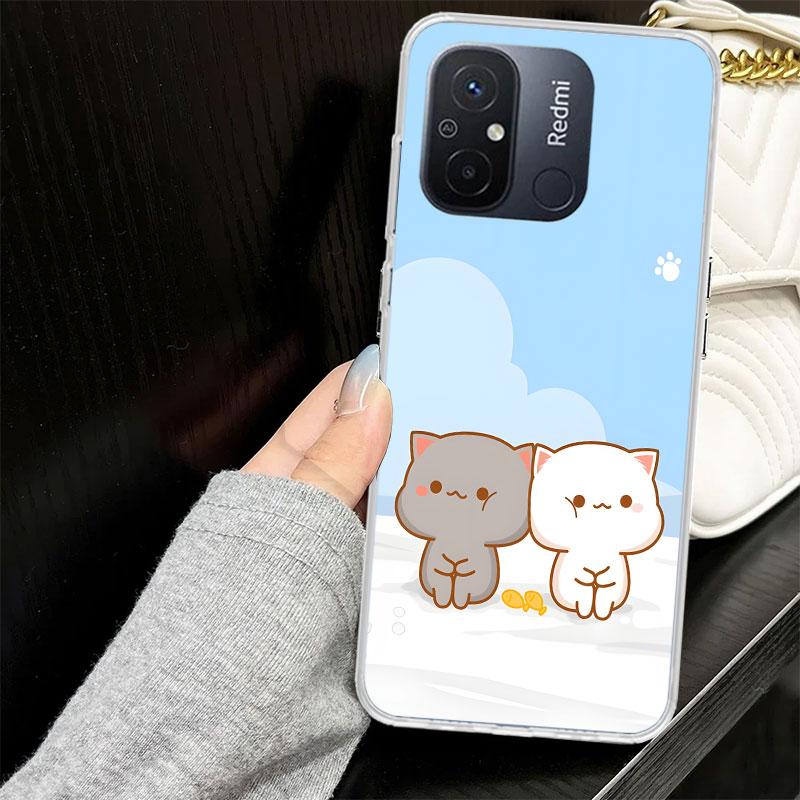 Cute Peach Goma Cat Case for Xiaomi Redmi 14C 13C 13 12C 12 10C 10 10A Phone Cover 9C 9 9A 9T 8 8A 7 7A 6 6A K70 K40 K20 Pro