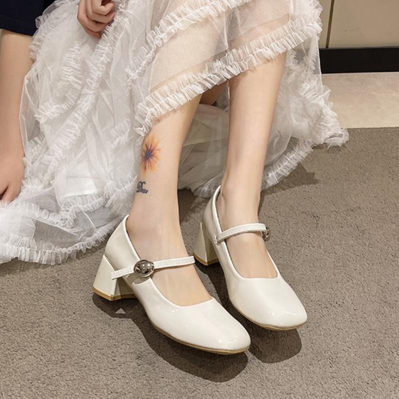 2025 New Mary Jane Women's Pumps Square Toe Chunky Heels Versatile Shallow Fashion Shoes for Daily & Party Stylish High Heels
