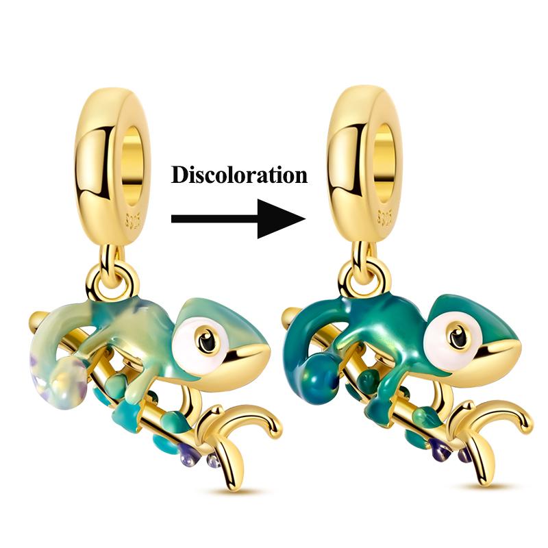 New Copper Charm Heart Tulip Cat Chameleon Heart Love Bead Charm Fit Original Bangle Bracelet Pendant Woman Jewelry