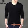 Middle-aged Young Autumn Men's Long-sleeved Thin V-neck Sweater Knitted T-shirt Casual Base Shirt