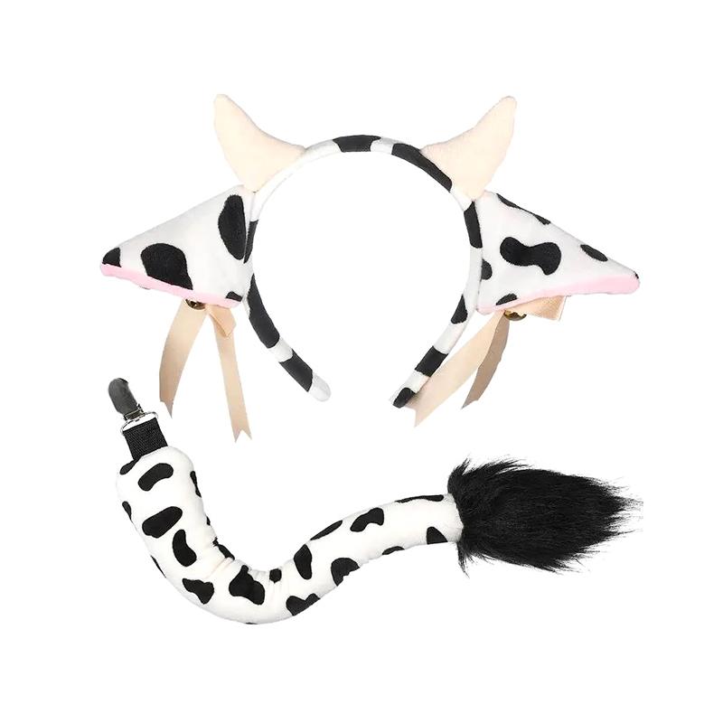 1 Set Tierparty Cosplay Kostüm Plüsch Kuh Ohren Horn Stirnband Mit Kleinen Glöckchen Schleife Anime Lolita Haarreif Mädchen Geschenke