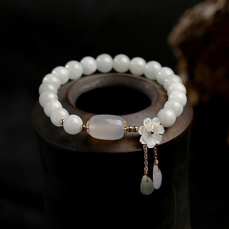 

Natural Jade Emerald Agate Beads Bracelets Adjustable Bangle Charm Jewelry Yoga Water Drop Shell Flower Pendant Bracelets WomanFashion Wrist Bracelet