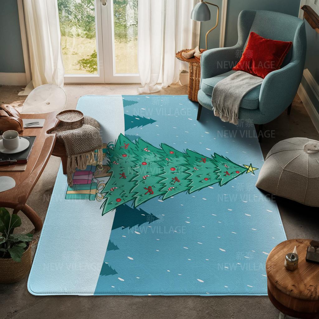 House Entrance Carpet Home Door Mat Living Room Bath Foot Bathroom Non-slip Water Absorption Rugs Bath Merry Christmas Winter