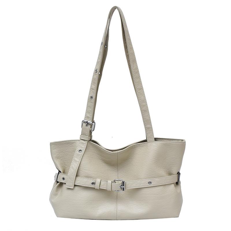 

Women Big PU Leather Solid Color Shoulder Bag 2025 Winter Retro Tote Bag Luxury Designer Trend Female Handbags 40cmx31cmx11cm бежевый