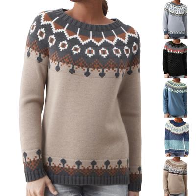Damenmode-Pullover, Rundhalsausschnitt, lockerer Pullover, langärmliger Strickpullover