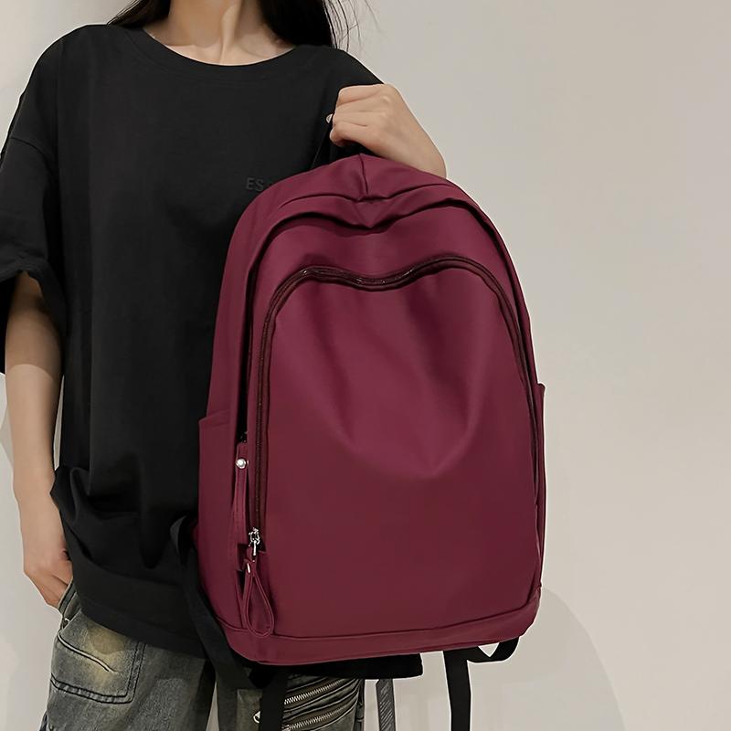 Soft Leather Schoolbag Solid Color Student Backpack Women's Large Capacity Backpack Men Computer Travel Backpack
